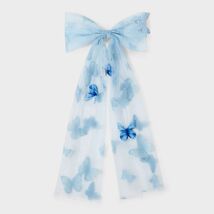 Wild Fable Butterfly Bow Hair Barrette Blue Recycled Polyester Animal Print - $188.98 MXN