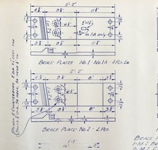 1950 Railroad Bangor Aroostook Switch Plate 112 RE Rail Blueprint F20 DW... - £66.65 GBP