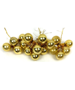 Vintage Gold Mercury Glass Christmas Balls 1.25&quot; Stems Floral Pick Ornam... - £19.73 GBP