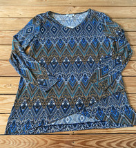 simply noelle NWT women’s long sleeve patterned shirt size S/M blue T3 - £9.98 GBP