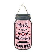 Meals And Memories Pink Novelty Metal Mason Jar Sign - £14.34 GBP