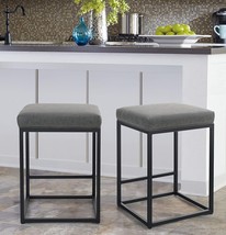 Maison Arts Counter Height 24&quot; Bar Stools Set Of 2 For Kitchen, 24 Inch, Grey - £103.90 GBP