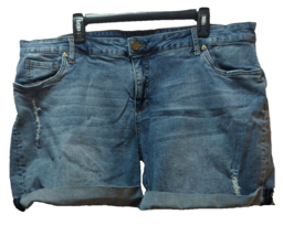 Kut from the Kloth jean shorts 22W cuffed hems distressed light wash str... - $19.79