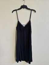 Vintage Morgan Taylor Nightgown Women&#39;s Size L Stretchy Black Solid Lace Midi - £10.27 GBP