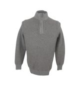 Joseph Abboud vintage Mens Sweater pullover 1/4 zip waffle boucle&#39; gray ... - $34.64