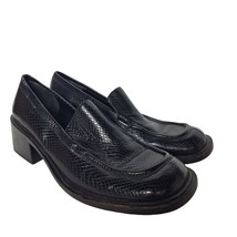 BCBG Maxazria Womens Black Leather Snake Print Slip On Loafer Shoes Size 8.5 M - £27.30 GBP