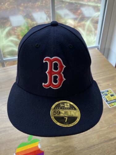 New Era 59Fifty Men's Hat Boston Red Sox Low Profile Navy Blue Fitted Cap SIZE 7 - $24.74