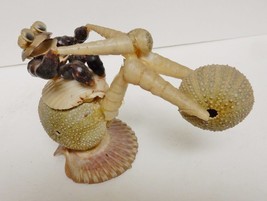 Sea Shell Art Sculpture Figure Biker Motorcycle Ocean Nautical 6&quot;x4&quot;x2.75&quot; VTG - £22.45 GBP
