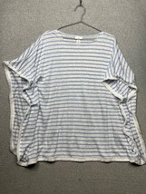 J. Jill Womens Striped Linen-Knit Fringe Poncho Top Blouse Sz XS/S Boho Travel - £17.17 GBP
