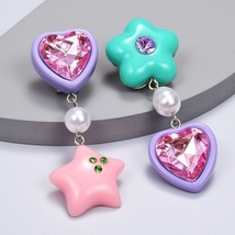 Heart Earrings Cute Love Trendy Lovely Acrylic Resin Star Shaped Earrings Gift - £7.90 GBP