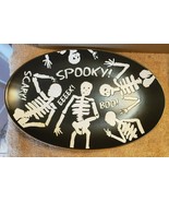 Ceramic Halloween Serving Platter Tray Skeletons Spooky Scary inHomestylez - £19.84 GBP