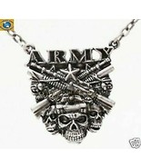 MILITARY ARMY SKULL CROSS SHOTGUNS NECKLACE JEWELRY NEW - $19.13 CAD