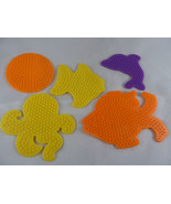 Perler Bead Peg Boards Lot Of 5 Fish Dolphin Circle Round octopus lg fish - $9.07 CAD