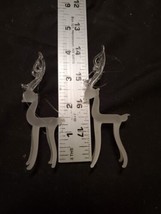 2 Hand Blown Clear Glass Reindeers Figurines Ornament Spun Glass 4&quot; Tall - £21.84 GBP