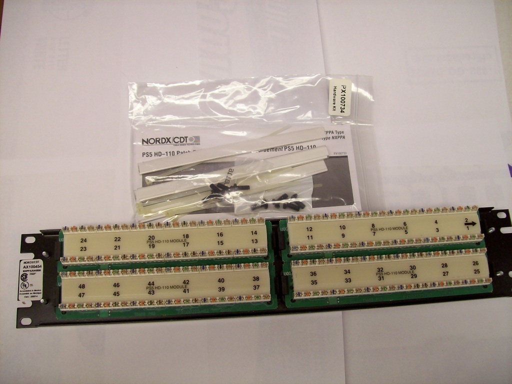 ax100454 Nordx patch panel nxppa2u48bb ps5 hd-110 black 48 port 568b cat5e - $39.70