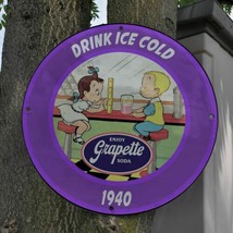 Vintage 1940 Grapette Ice Cold Soda &#39;&#39;Little Audrey&#39;&#39; Porcelain Gas &amp; Oil Sign  - £118.39 GBP