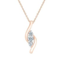 0.38CT Real Moissanite 14K Rose Gold Plated 3-Stone Bypass Pendant Necklace - £72.47 GBP