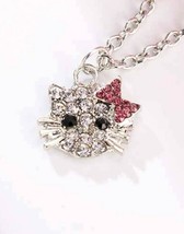 Cute Hello Kitty Crystal Rhinestone Pendant Necklace - £18.92 GBP