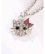 Cute Hello Kitty Crystal Rhinestone Pendant Necklace - £18.83 GBP