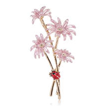 Pink Enamel &amp; 18K Gold-Plated Mum Ladybug Brooch - £11.00 GBP