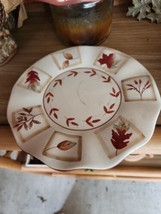 Yankee Candle Plate Pumpkins White Acorns Fall Leaves Fall Harvest 7.5&quot; - £9.47 GBP