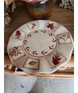 YANKEE CANDLE PLATE Pumpkins White Acorns Fall Leaves Fall Harvest 7.5&quot; - £9.30 GBP