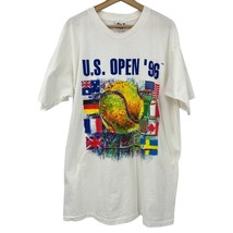 Usta t-shirt XL U.S. Open &#39;96 tennis graphic tee white vintage 1990s shi... - £31.07 GBP