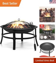 26-Inch Outdoor Fire Pit Bowl - Heavy-Duty Steel for Cozy Gatherings - $97.49