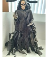 VNTG Halloween Grim Reaper Skull Face Big Witch Black Scary Death Horror... - £58.74 GBP