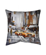 18 x 18 in. Abstract Citystreet with Yellow Taxis-Double Sided Print Out... - £36.52 GBP