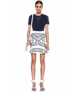 3.1 PHILLIP LIM Chevron FLOUNCE Flared SKIRT Cotton-Blend NAVY White PRI... - $6,018.49 MXN