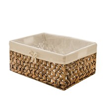 Rectangular Woven Seagrass Storage Bin With Handle,. (Water Hyacinth, Large) - £57.09 GBP