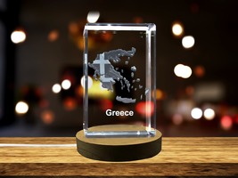 LED Base included | Greece 3D Engraved Crystal 3D Engraved Crystal Keepsake/Gift - £29.86 GBP+