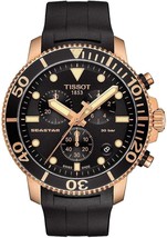 Tissot T1204173705100 Mens Seastar Black Dial Black Silicone Band Watch - $399.95