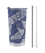 Mondxflaur Patchwork Floral Steel Thermal Mug Thermos with Straw for Coffee - $29.37 CAD