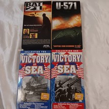 Set of 4 Vintage VHS War Collection Victory At Sea 1 &amp; 2/ U-571 &amp; BAT 21 Movies - £9.55 GBP