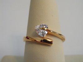 New RSC Size 7.25 gold ep sparkling cz triangle solitaire fashion cocktail ring - £15.72 GBP