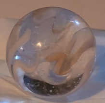 Vintage Shooting Marble Clear with White Ribbons Swirling Collectible - $9.99