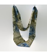 Infinity Magic Scarf Vintage Blue Rose Polyester Green Floral Nature Garden - £12.42 GBP