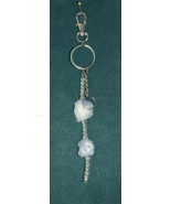 Handcrafted Keychain/Purse Charm, Blue Agate stones &amp; Clear glass rondel... - $13.86