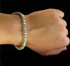 1 Row Baguette Cz Iced Tennis Bracelet 14k Gold Plated 7-10 inch Hip Hop Jewelry - £7.50 GBP+