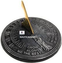 Nautical-Mart Brass Sundial Grow Old Along with Me (Black Sundial) Father Time S - £61.91 GBP