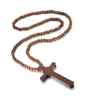 Jewelry Wooden Large Big Wood Bead Religious Rosary - £31.65 GBP