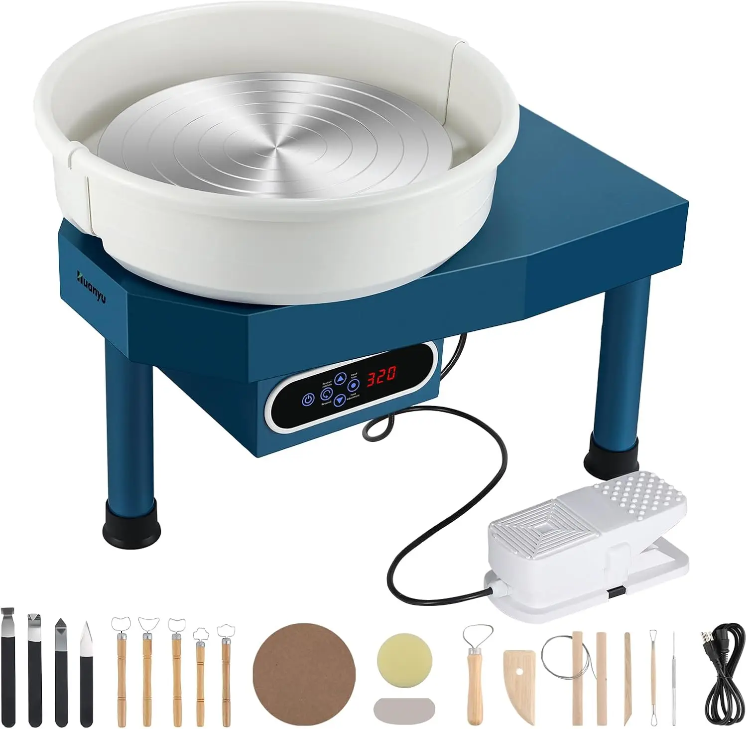 Pottery Wheel Ceramic Machine 35cm/14in with Foot Pedal LCD Screen Electric - $1,014.88 CAD