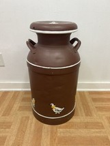 Vintage MILK CAN w Lid metal rustic dairy Country brown painted primitiv... - $1,332.57 MXN