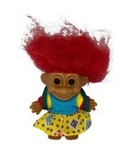 Vintage Russ Troll Doll Red Hair w/ Dress &amp; Backpack School Girl - $23.58 CAD