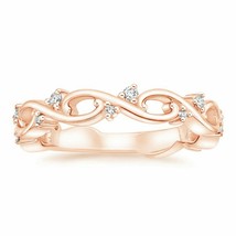 14K Plaqué or Rose 0.11Ct Diamant Rond Filigrane Mariage Anniversaire Band Bague - £55.42 GBP