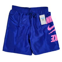 Nike Swim Men&#39;s M 7&quot; Racer Blue/Pink Stacked Volley Shorts NESSD514-418 New - £20.85 GBP