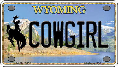 Cowgirl Wyoming Novelty Mini Metal License Plate Tag - $14.95