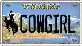 Cowgirl Wyoming Novelty Mini Metal License Plate Tag - £11.72 GBP